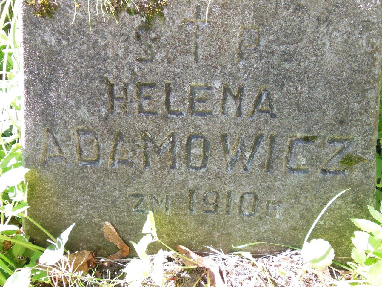 Inskrypcja na nagrobku Heleny Adamowicz, cmentarz na Rossie w Wilnie, stan z 2013 r.