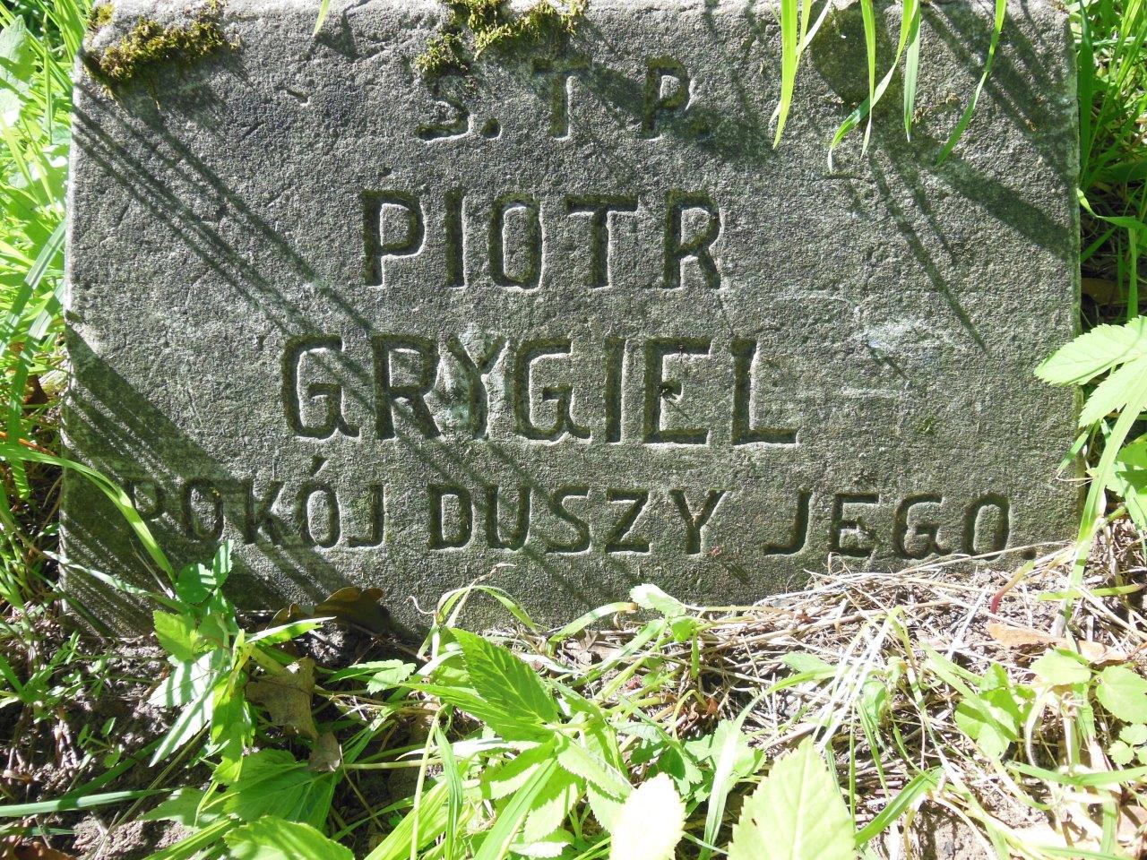 Tombstone of Piotr Grygiel, Ross cemetery in Vilnius, as of 2013.
