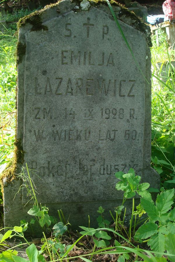 Fragment of the gravestone of Emilia Lazarewicz, Ross cemetery, as of 2013