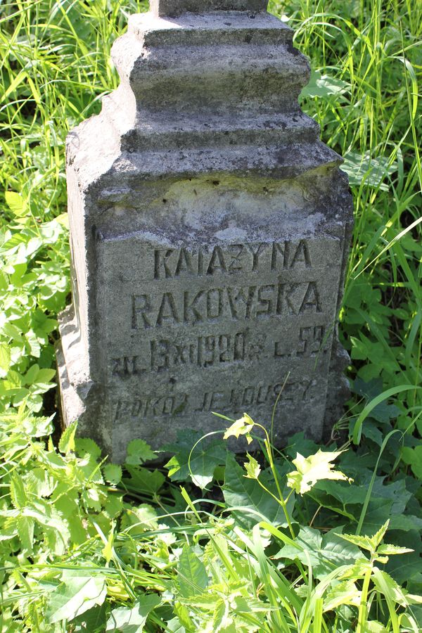 Fragment of a tombstone of Katarzyna Rakowska, Na Rossie cemetery in Vilnius, as of 2013