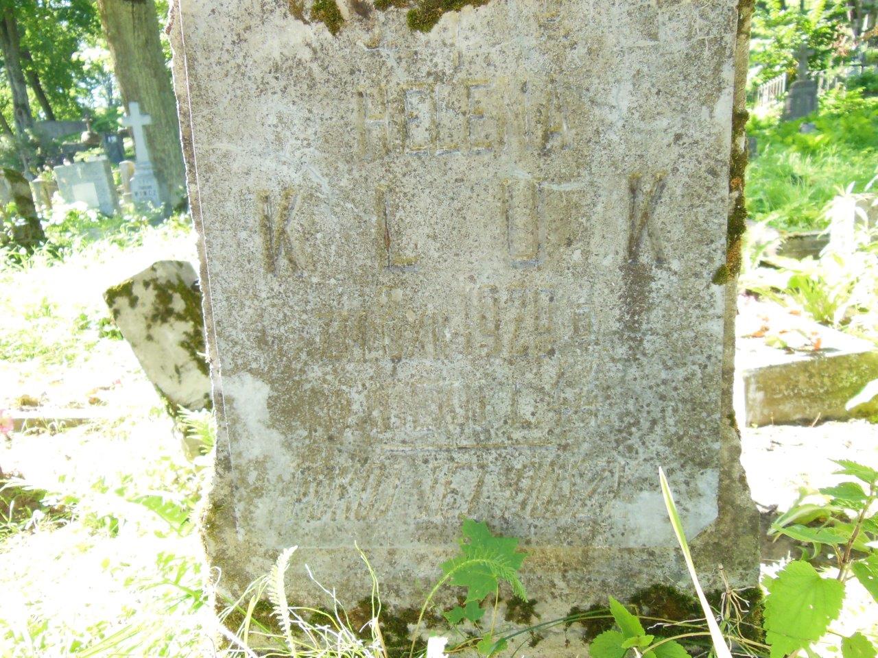 Tombstone of Helena Kluk, Ross cemetery in Vilnius, as of 2013.