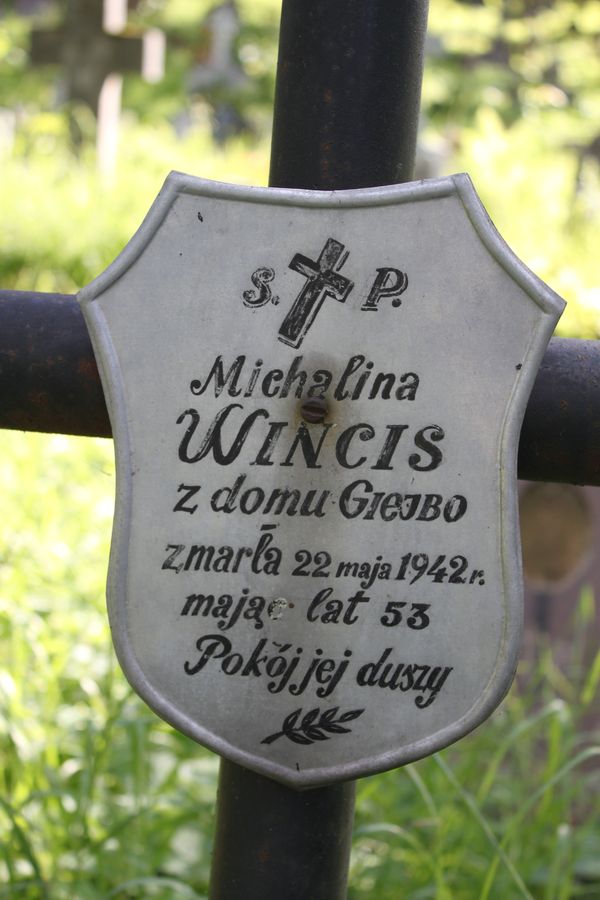 Tombstone of Michalina Wincis, from the Ross Cemetery in Vilnius, as of 2013