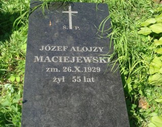 Płyta nagrobna Józefa Maciejewskiego, cmentarz na Rossie, stan z 2013 roku