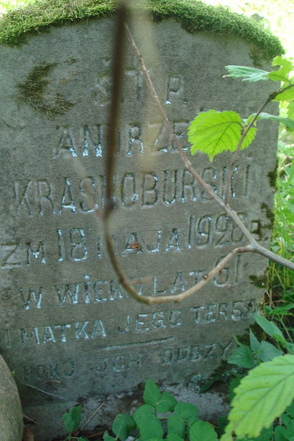 Tombstone of Andrzej and Teresa Krasnoburski, Ross cemetery, as of 2013
