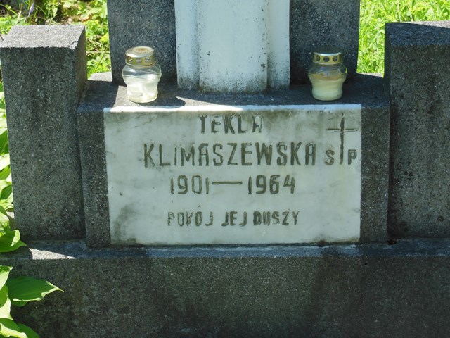 Inskrypcja z nagrobka Tekli Klimaszewskiej, cmentarz na Rossie, stan z 2014 roku