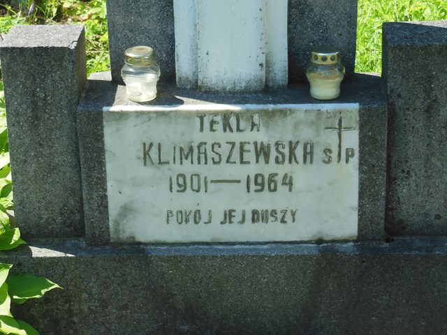 Inscription from the gravestone of Tekla Klimaszewska, Ross cemetery, as of 2014