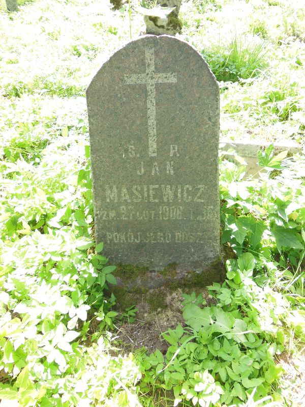 Tombstone of Jan Masiewicz, Ross cemetery in Vilnius, as of 2013.