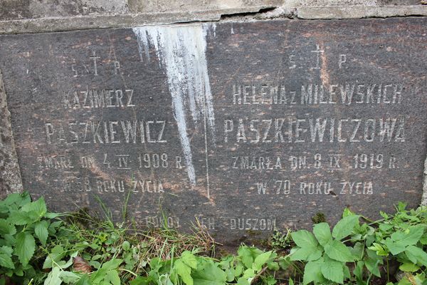 Fragment (2) of the tomb of Helena, Helena and Kazimierz Paszkiewicz from the Na Rossie cemetery in Vilnius as of 2013