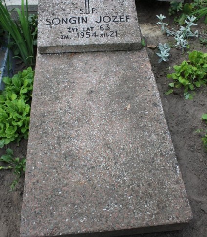 Nagrobek Józefa Songina z cmentarza Na Rossie w Wilnie stan z 2013