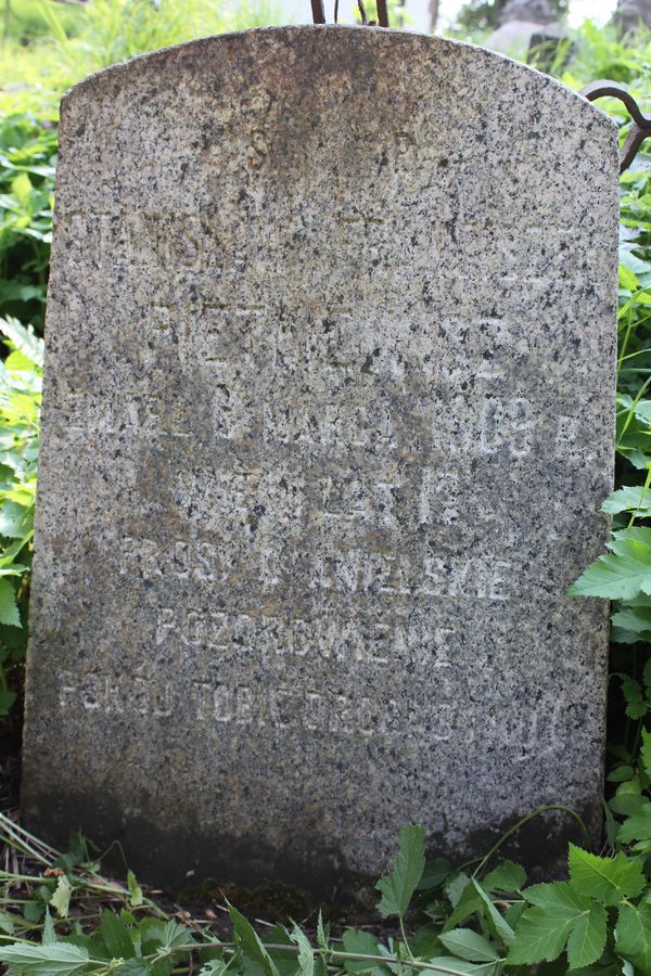 Inskrypcja z nagrobka Stanisława Pietkiewicza, cmentarz Na Rossie w Wilnie, stan z 2013