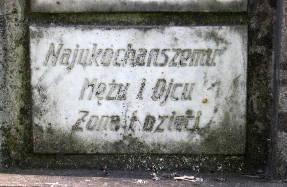 Fragment of Antoni Żygałło's tombstone from the Ross Cemetery in Vilnius, as of 2013.