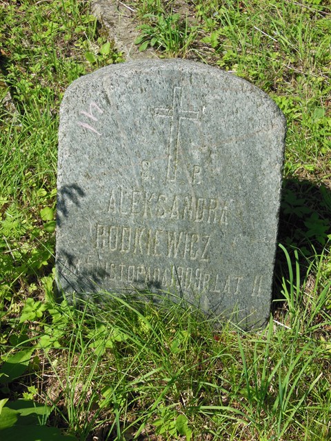 Tombstone of Aleksandra Rodkiewicz, Ross cemetery, state of 2014