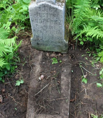 Nagrobek Justyna Miedziewicza, cmentarz Na Rossie w Wilnie, stan z 2013 r.