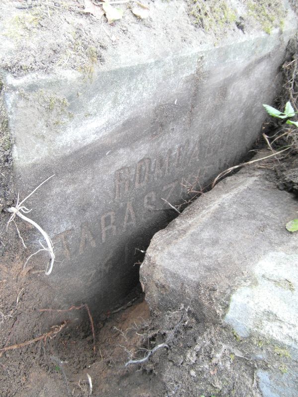 A fragment of Romuald Taraszkiewicz's tombstone, Ross Cemetery in Vilnius, state of 2013