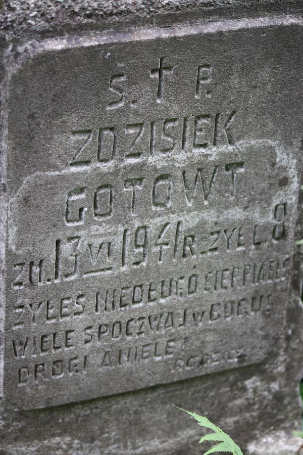 Fragment of a gravestone of Zdzislaw Gotowt, Ross Cemetery in Vilnius, state of 2013
