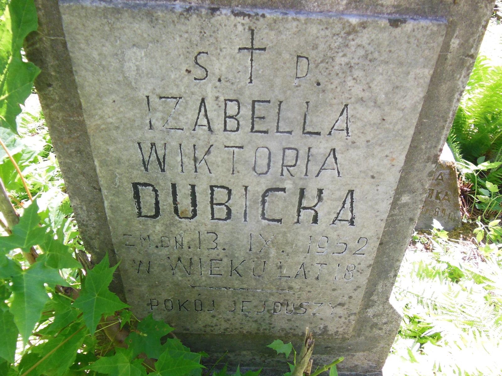 Tombstone of Izabela Dubicka, Ross Cemetery in Vilnius, as of 2013.