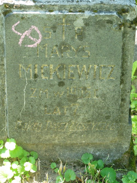 Fragment of the gravestone of Maria Mickiewicz, Ross cemetery, state of 2014