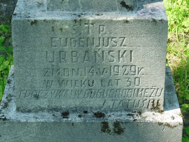 Fragment of Eugeniusz Urbanski's tombstone, Ross cemetery, as of 2014