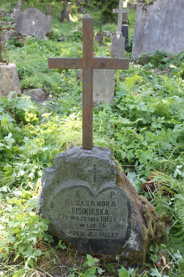 Tombstone of Alexandra Bisikirska, Na Rossie cemetery in Vilnius, as of 2013