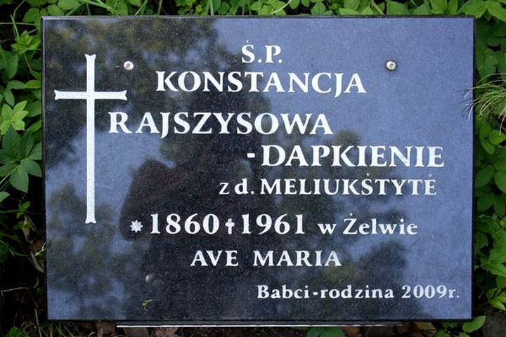 Tombstone of Konstancja Rajszys-Dapkienie, Na Rossa cemetery in Vilnius, as of 2013.