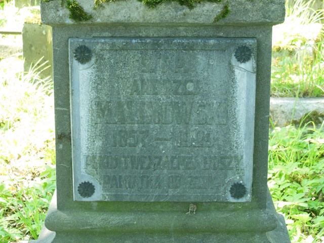 Fragment of the tombstone of Andrzej Malinowski, Ross cemetery, as of 2014