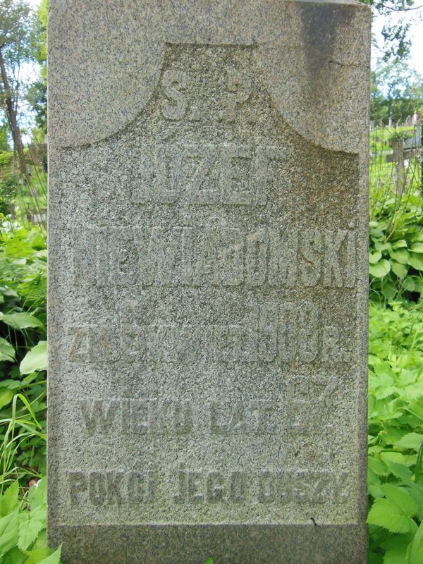 Fragment of Józef Niewiadomski's tombstone, Na Rossie cemetery in Vilnius, as of 2013.
