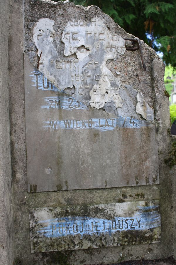 Fragment of N.N.'s tombstone, Na Rossie cemetery in Vilnius, as of 2013.