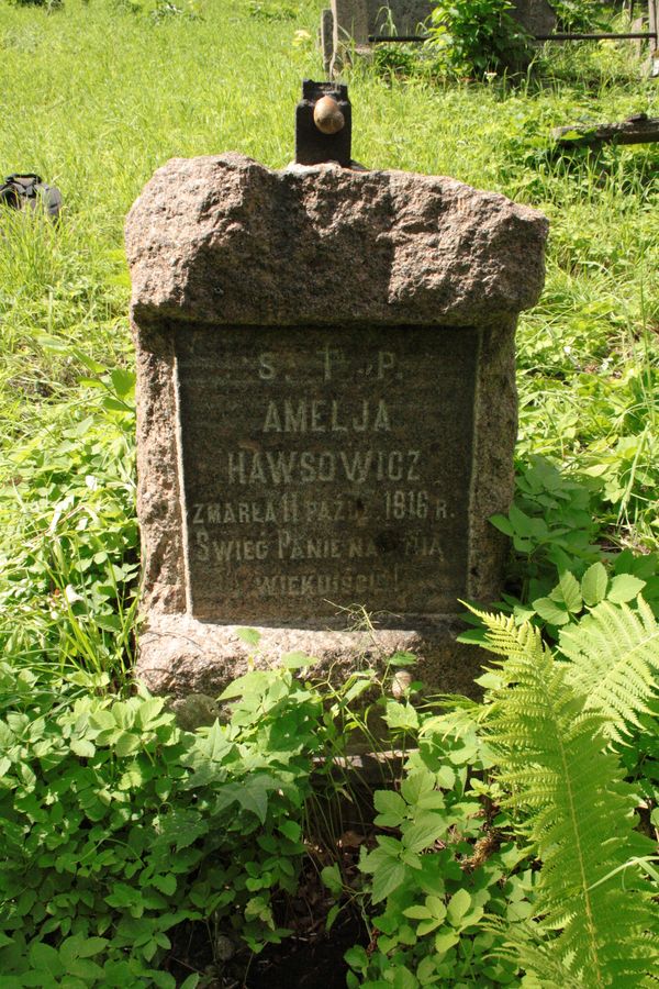 Tombstone of Amelia Hawsowicz, Rossa cemetery in Vilnius, as of 2013