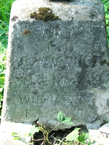 Fragment nagrobka Jana Dzisiewicza, cmentarz na Rossie, stan z 2013 roku