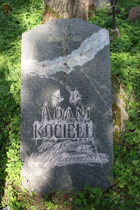 Adam Kociel's tombstone from the Ross Cemetery in Vilnius, as of 2013.