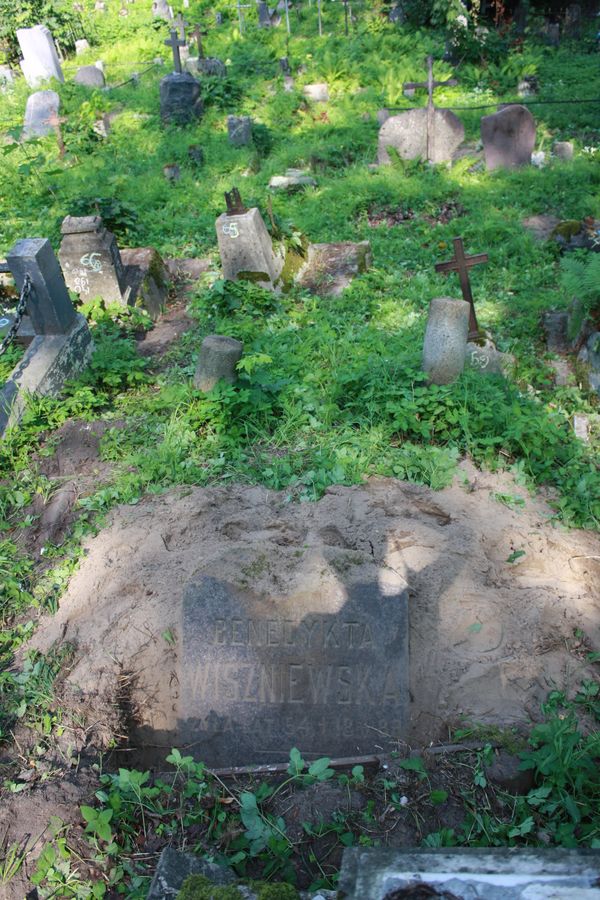 Benedicta Vishnevskaya's tombstone from the Ross Cemetery in Vilnius, as of 2013.