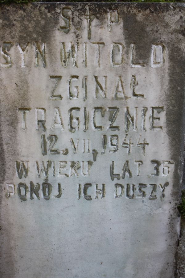 Fragment nagrobka Wincenty i Witolda Rudzińskich z cmentarza na Rossie w Wilnie, stan z 2013 r.