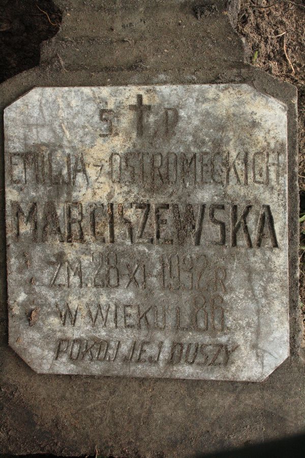 A fragment of the gravestone of Emilia Marciszewska, Rossa cemetery in Vilnius, as of 2013