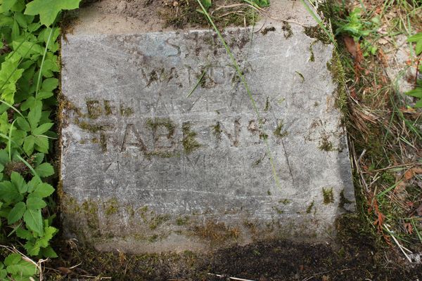 Nagrobek Wandy Tabeńskiej, inskrypcja, cmentarz na Rossie w Wilnie, stan z 2013 r.