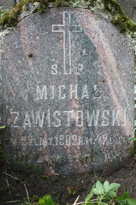 Fragment of Michal Zawistowski's tombstone from the Ross Cemetery in Vilnius, as of 2013.