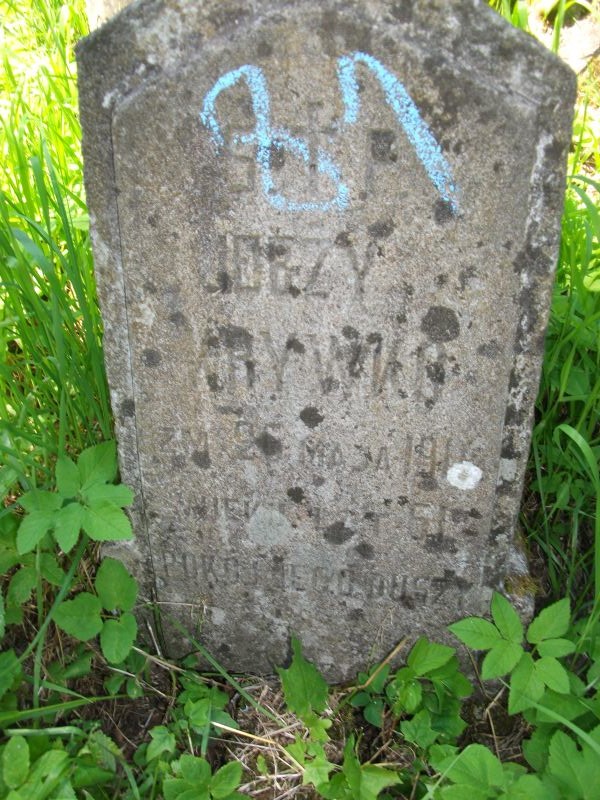 Inskrypcja z nagrobka Jerzego Krywko, cmentarz Na Rossie w Wilnie, stan z 2014 r.