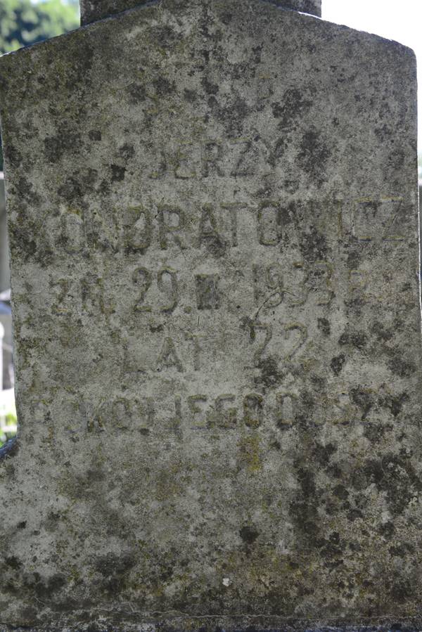 Fragment of the tombstone of Jerzy Kondratowicz, from the Ross Cemetery in Vilnius, as of 2013