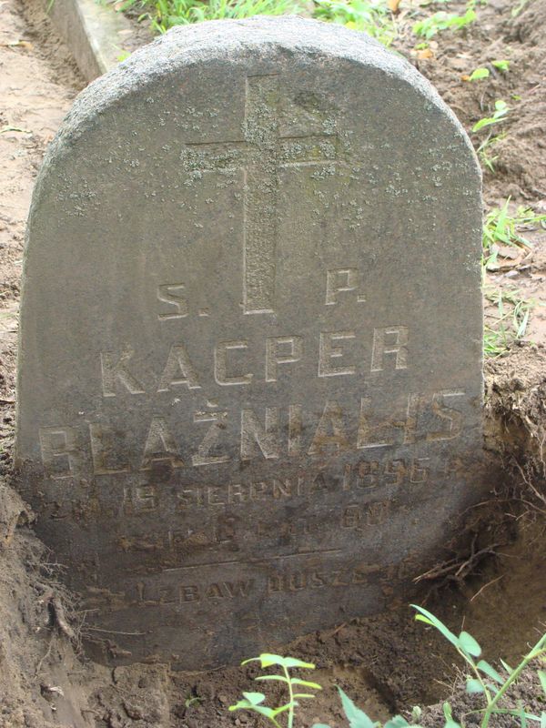 Tombstone of Kacper Blaznialis, Ross Cemetery in Vilnius, state 2013