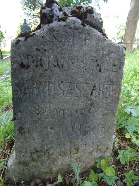 Fragment of the tombstone of Adrian Michał Saryusz-Szarski, from the Ross cemetery in Vilnius, as of 2013