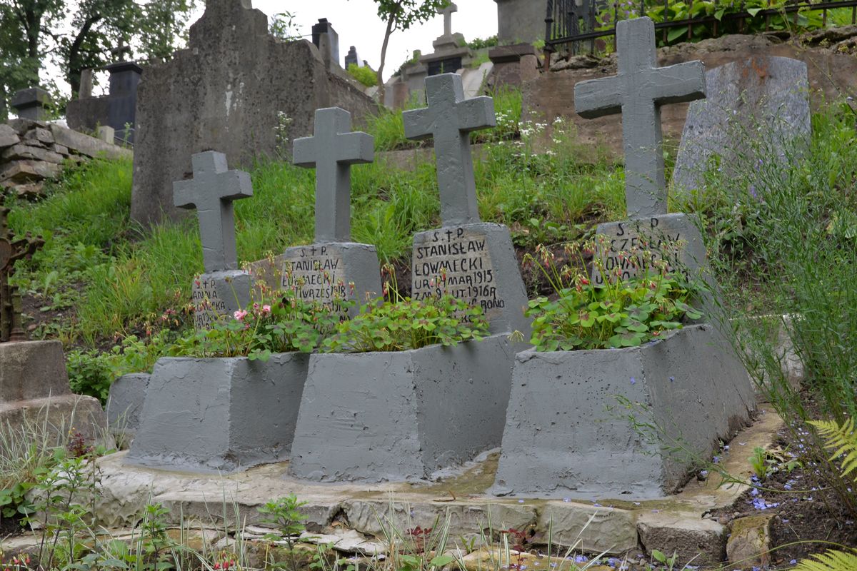 Tombstones of the Łowmecki family, Na Rossie cemetery in Vilnius, as of 2016