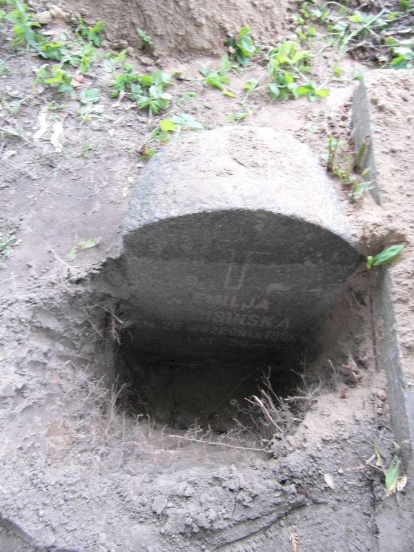 Tombstone of Emilia Pažusinská, Na Rossa cemetery in Vilnius, state of 2013