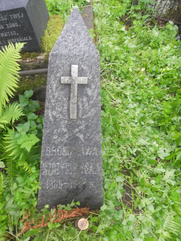 Tombstone obelisk of Nikodem Dronsejko and Bronislava Szczyglewska, Rossa cemetery in Vilnius, as of 2013
