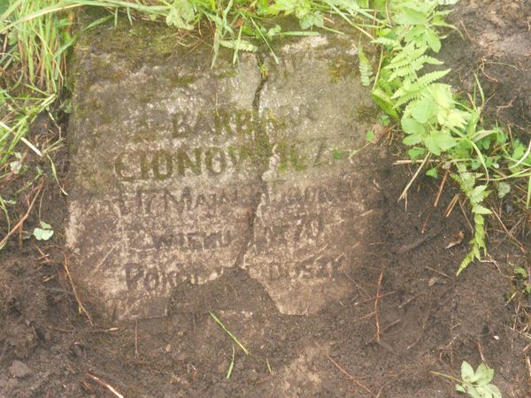 A fragment of the gravestone of Barbara Cionovich, Ross Cemetery, Vilnius, 2013