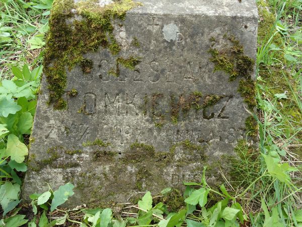 A fragment of the tombstone of Boleslaw Tomkiewicz, Na Rossie cemetery in Vilnius, as of 2013