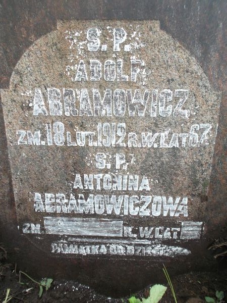 Nagrobek Adolfa i Antoniny Abramowicz, cmentarz na Rossie w Wilnie, stan na 2013 r.