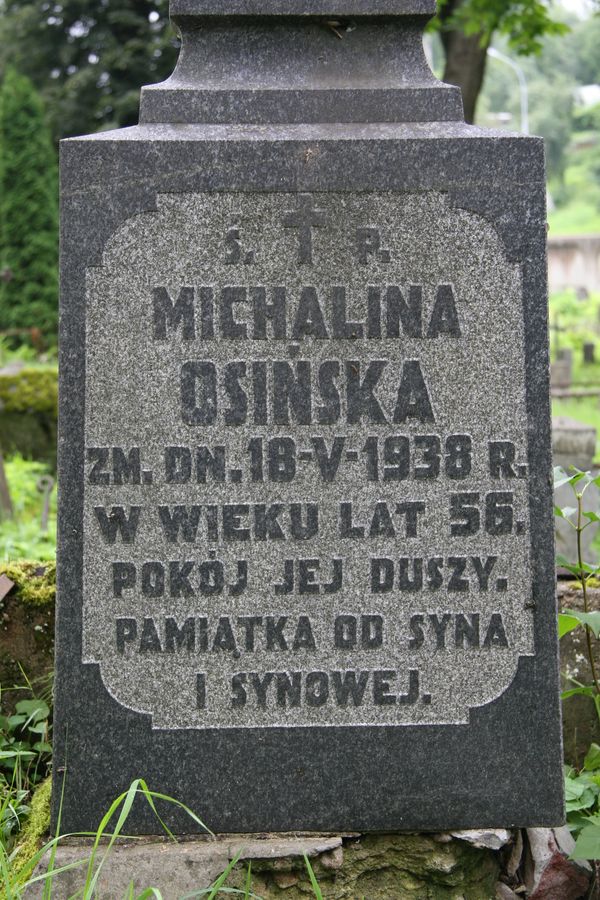 A fragment of Michalina Osinska's tombstone, Na Rossie cemetery in Vilnius, as of 2013