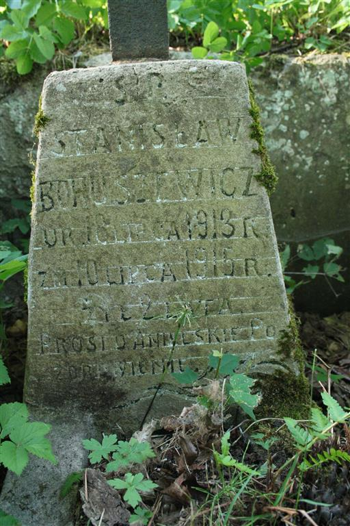 Inskrypcja z nagrobka Stanisława Bohuszewicza, cmentarz na Rossie w Wilnie, stan z 2013