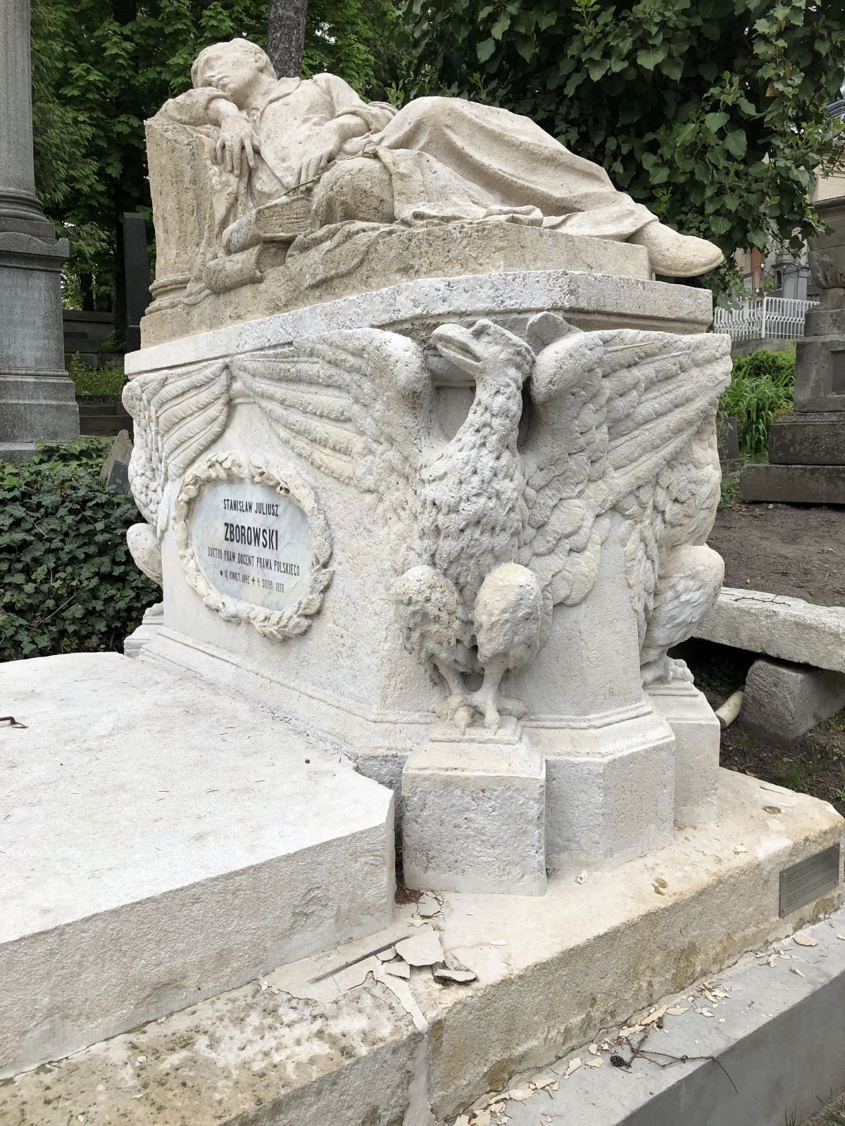 Tombstone of Stanislaw Zborowski in Lychakiv cemetery, state after conservation works