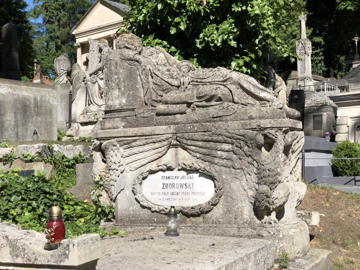 Tombstone of Stanislaw Zborowski in Lychakiv cemetery, before conservation work