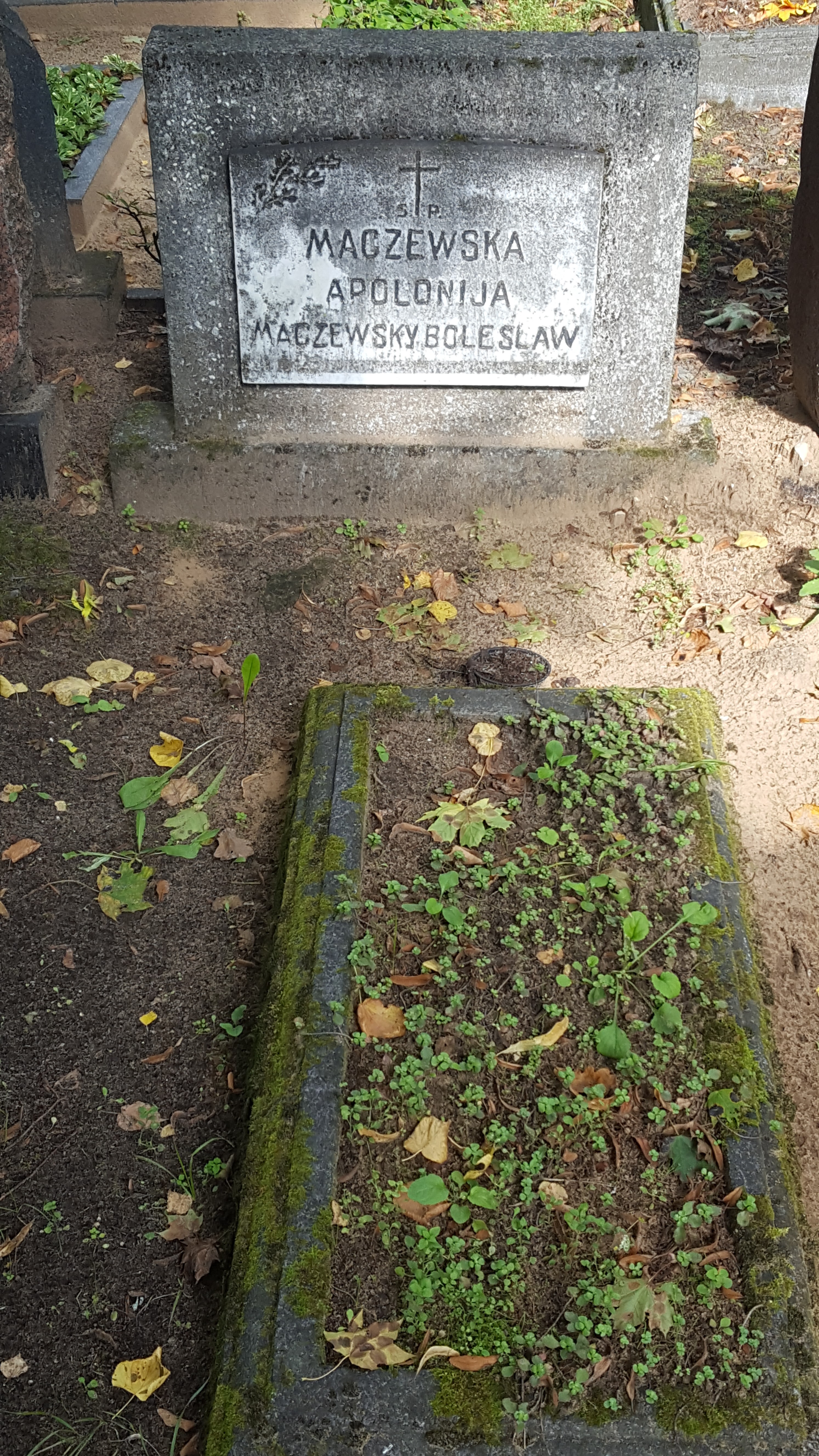 Tombstone of Apolonia and Boleslaw Maczewski, St Michael's cemetery in Riga, as of 2021.